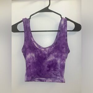 Purple/White Tie Dye Crop Top